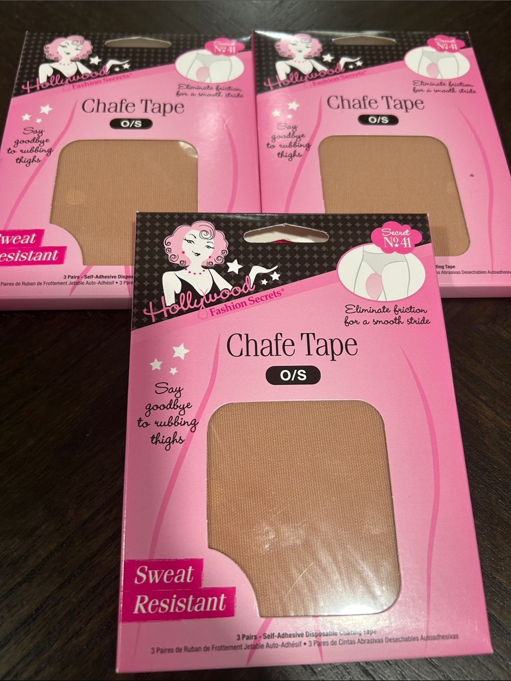 Hollywood Fashion Secrets Chafe Tape - Nude 3 Pack Bundles